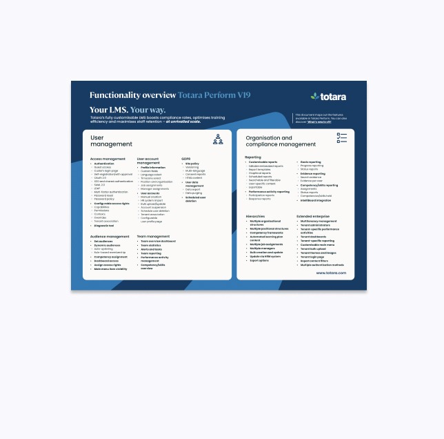 Totara Perform Functionality overview v19