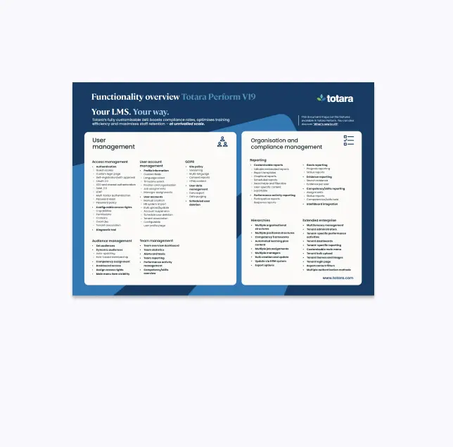 Totara Perform Functionality overview v19 
