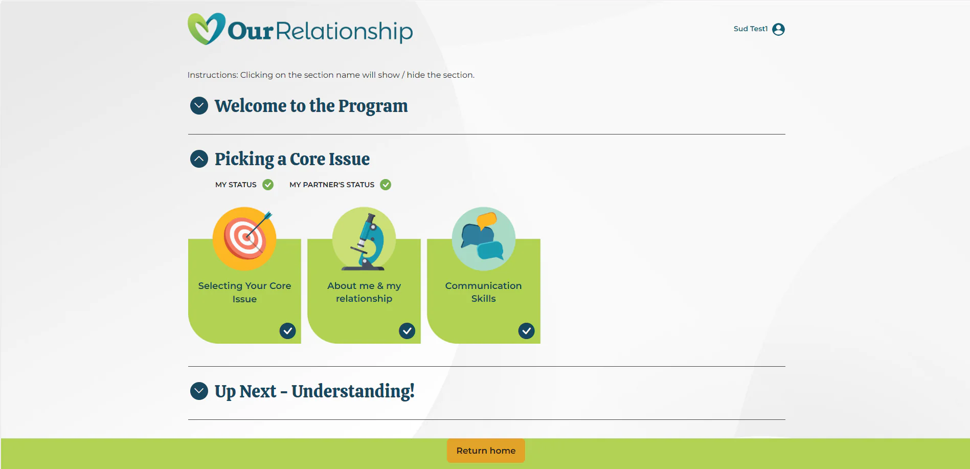 OurRelationship LMS dashboard