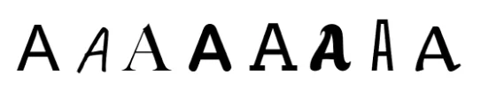 Variaciones de estilos de letra demostradas con la letra "A"