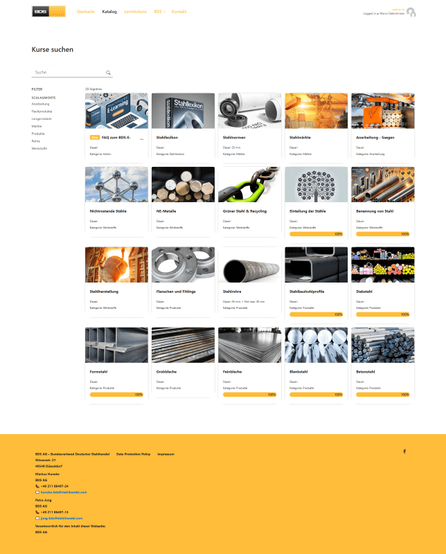 Catalog page example for BDS