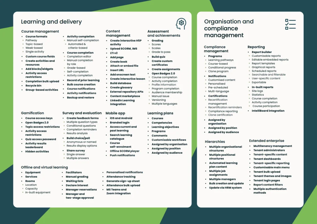 Totara Learn feature sheet 