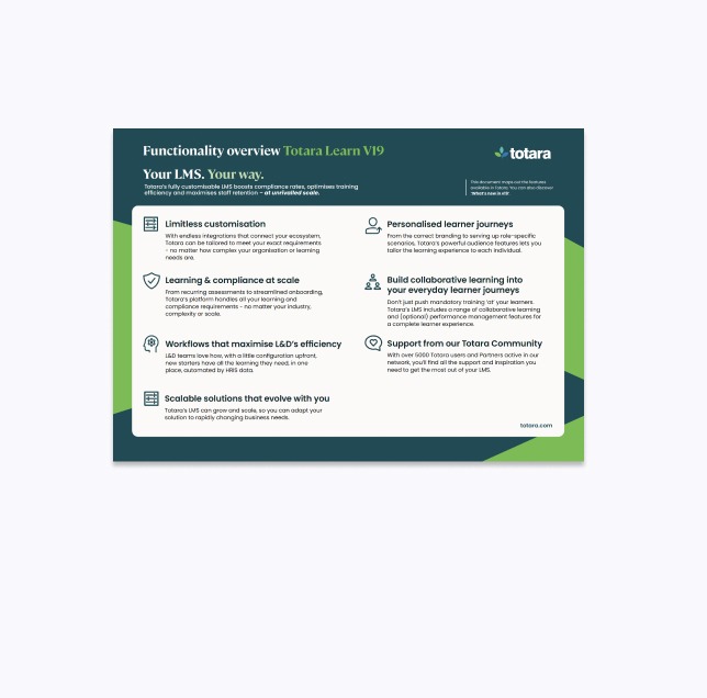 Totara Learn feature sheet tile image