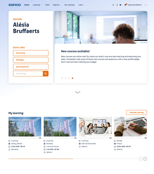 FinLearn Totara Learning Homepage