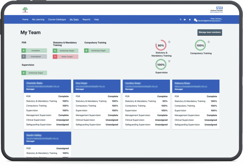 Oxford Health My Team Screengrab