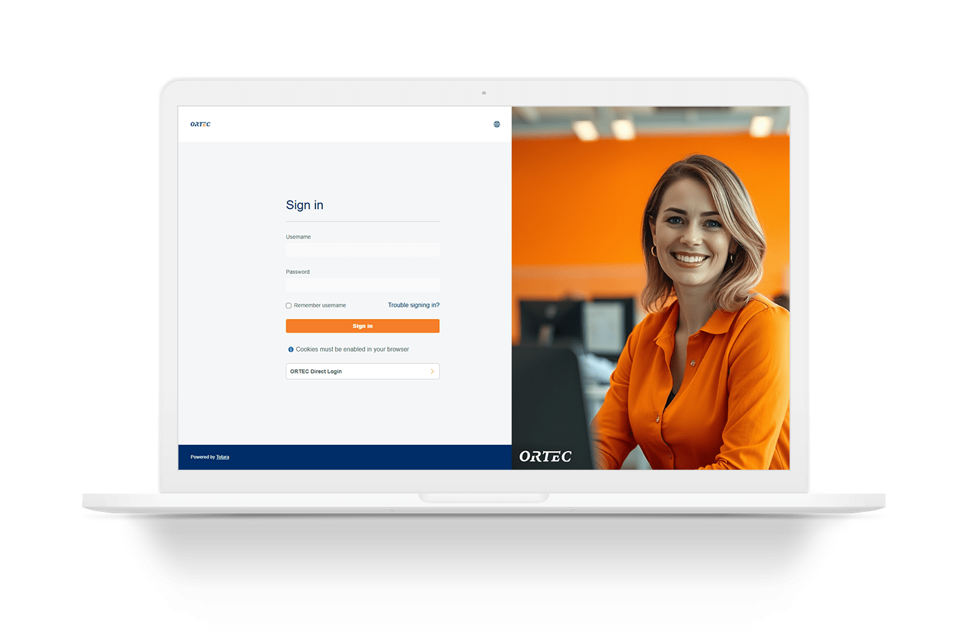 ORTEC LMS Sign-in page