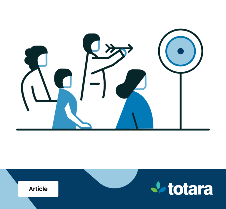 a group of employees setting goals