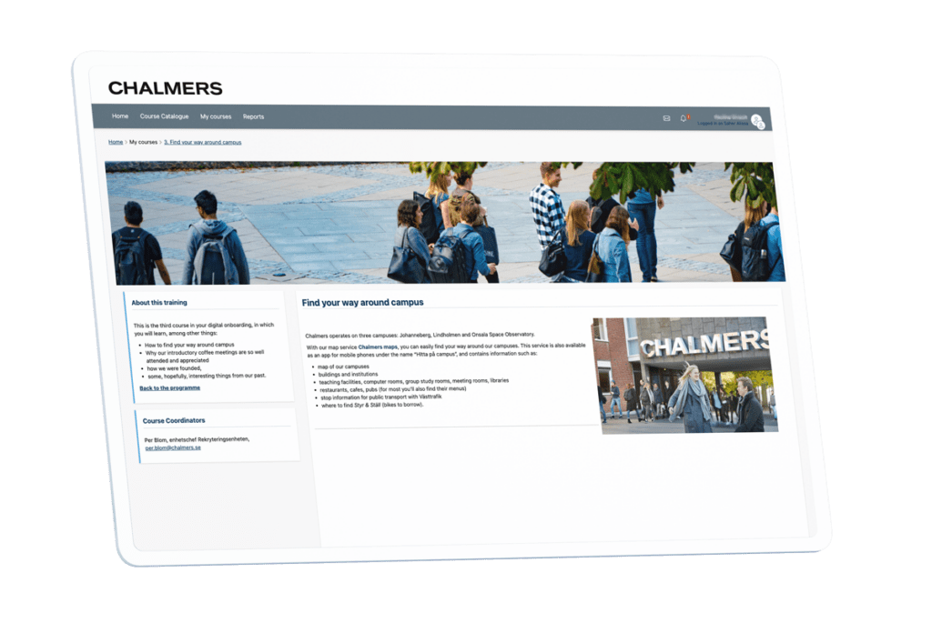 mapa del campus universidad de Chalmers LMS